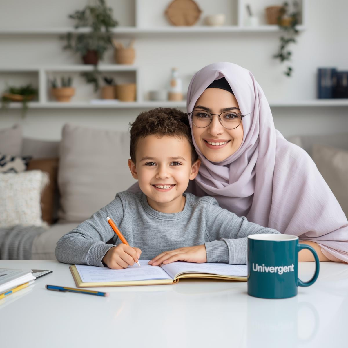 Mother and child studying with Univergent