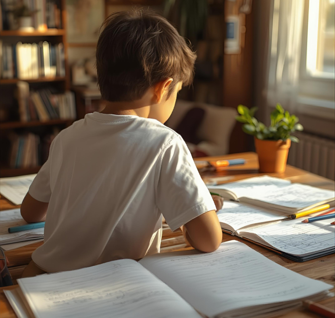 Child writing by hand